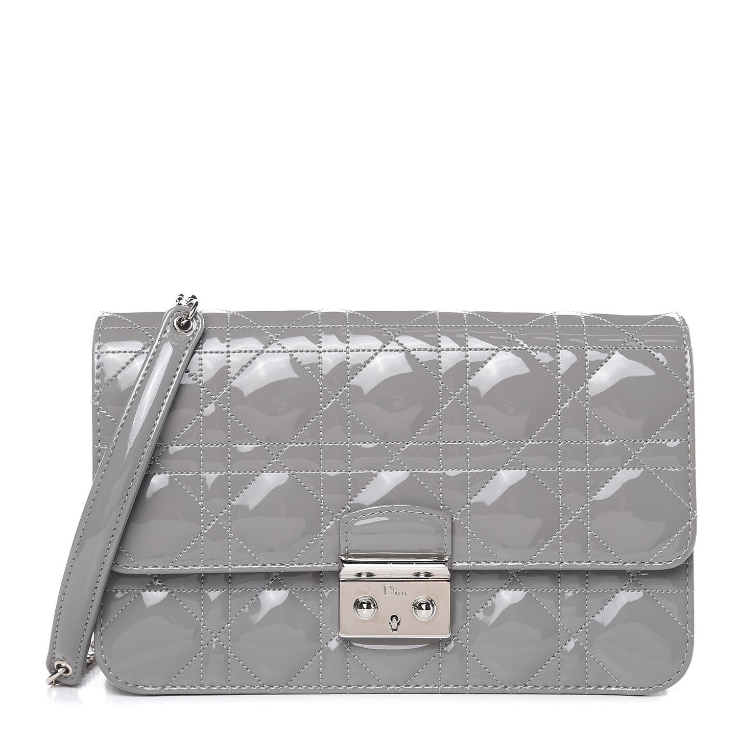 Patent Cannage Miss Dior Promenade Pouch Grey