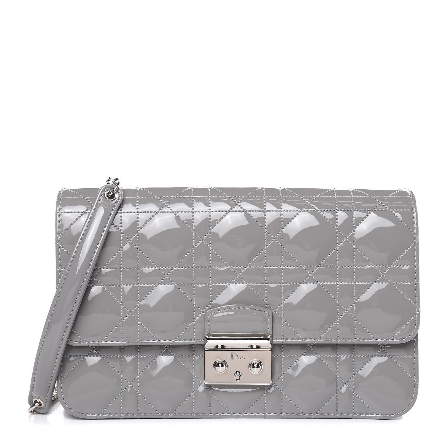 Christian Dior Patent Cannage Miss Dior Promenade Pouch Grey 1 of 9