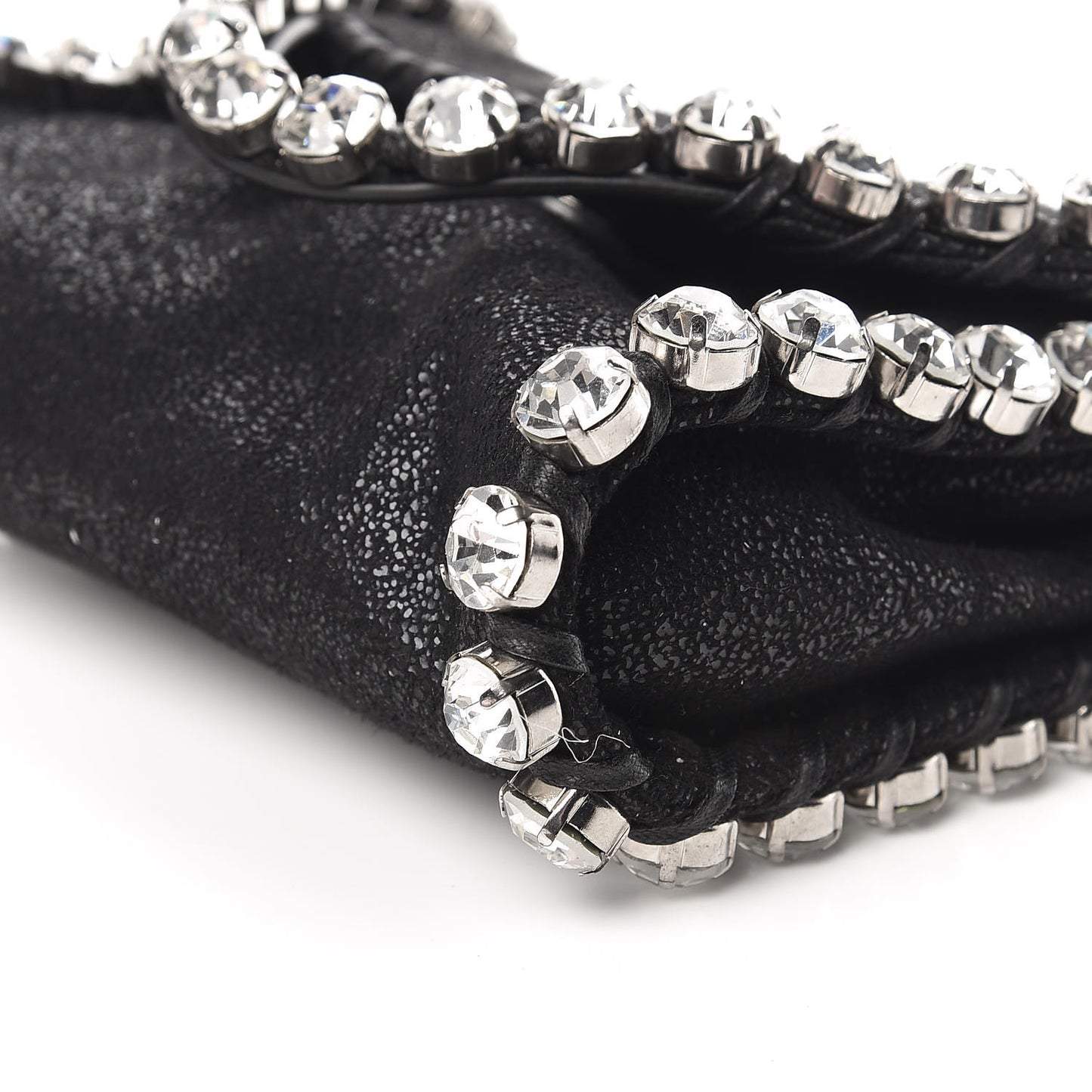 Shaggy Deer Tiny Fold Over Falabella Crystal Crossbody Black
