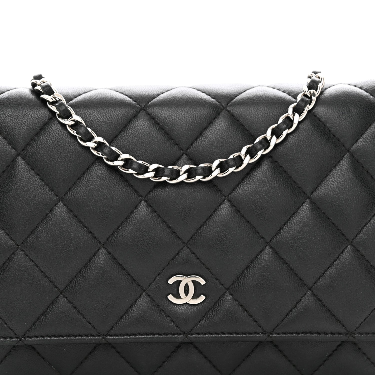 Chanel Lambskin Quilted Wallet On Chain WOC Black 5 of 13