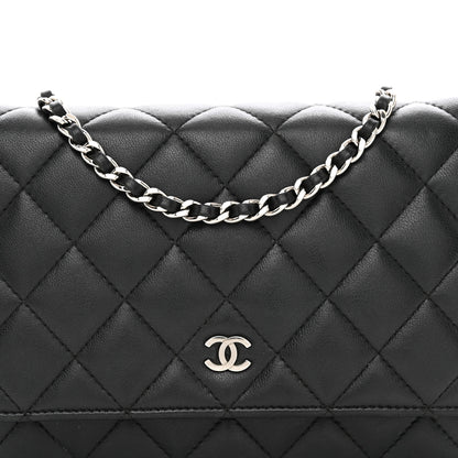 Chanel Lambskin Quilted Wallet On Chain WOC Black 5 of 13