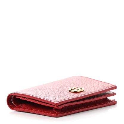 Gucci Pebbled Calfskin GG Marmont Card Case Hibiscus Red 4 of 8
