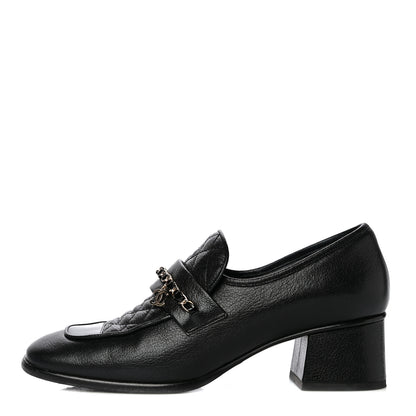 Chanel Calfskin Patent Quilted CC Chain Mocassin Loafers 39.5 Black 1 of 15