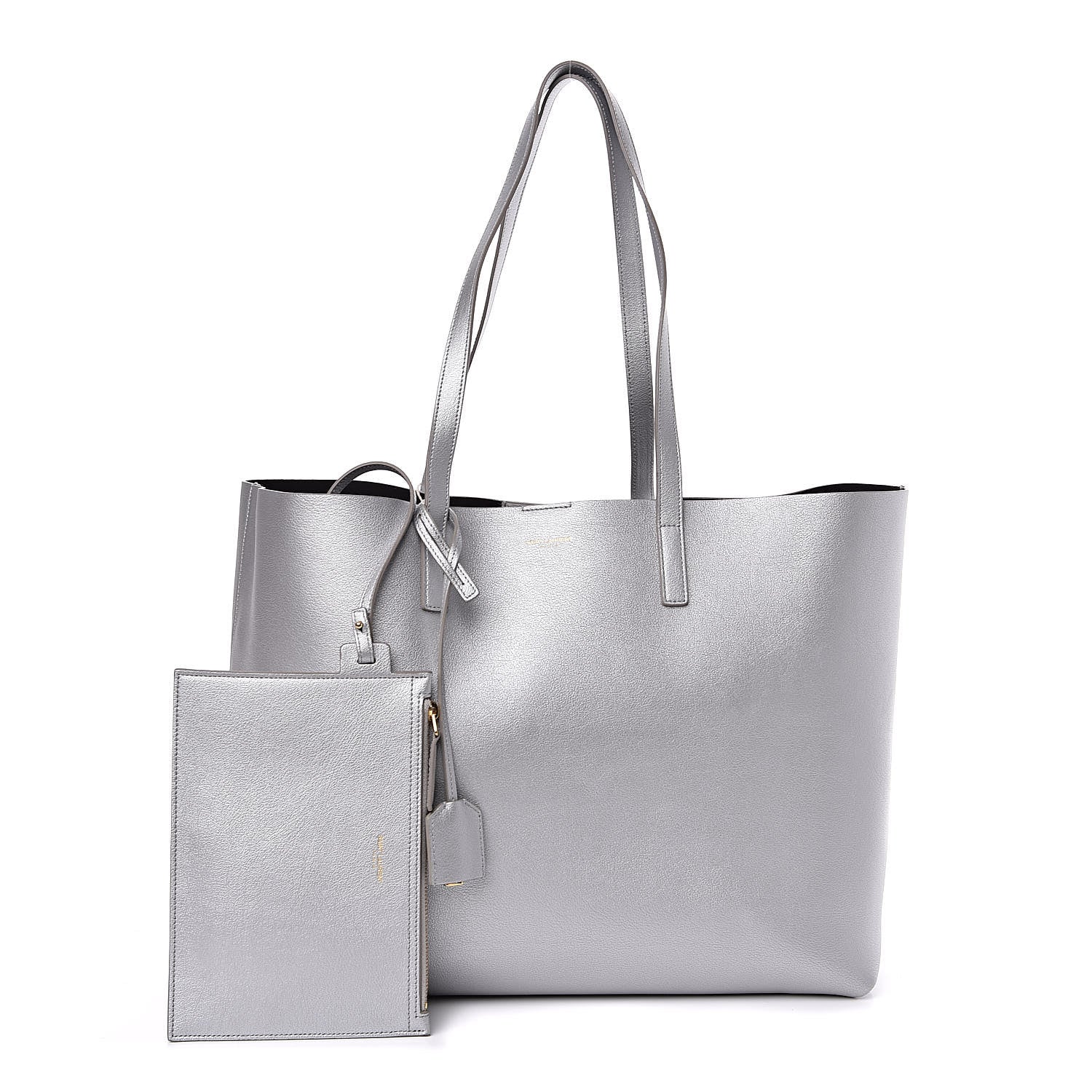 Saint Laurent Metallic Calfskin Large Shopping Tote Silver 1 of 11