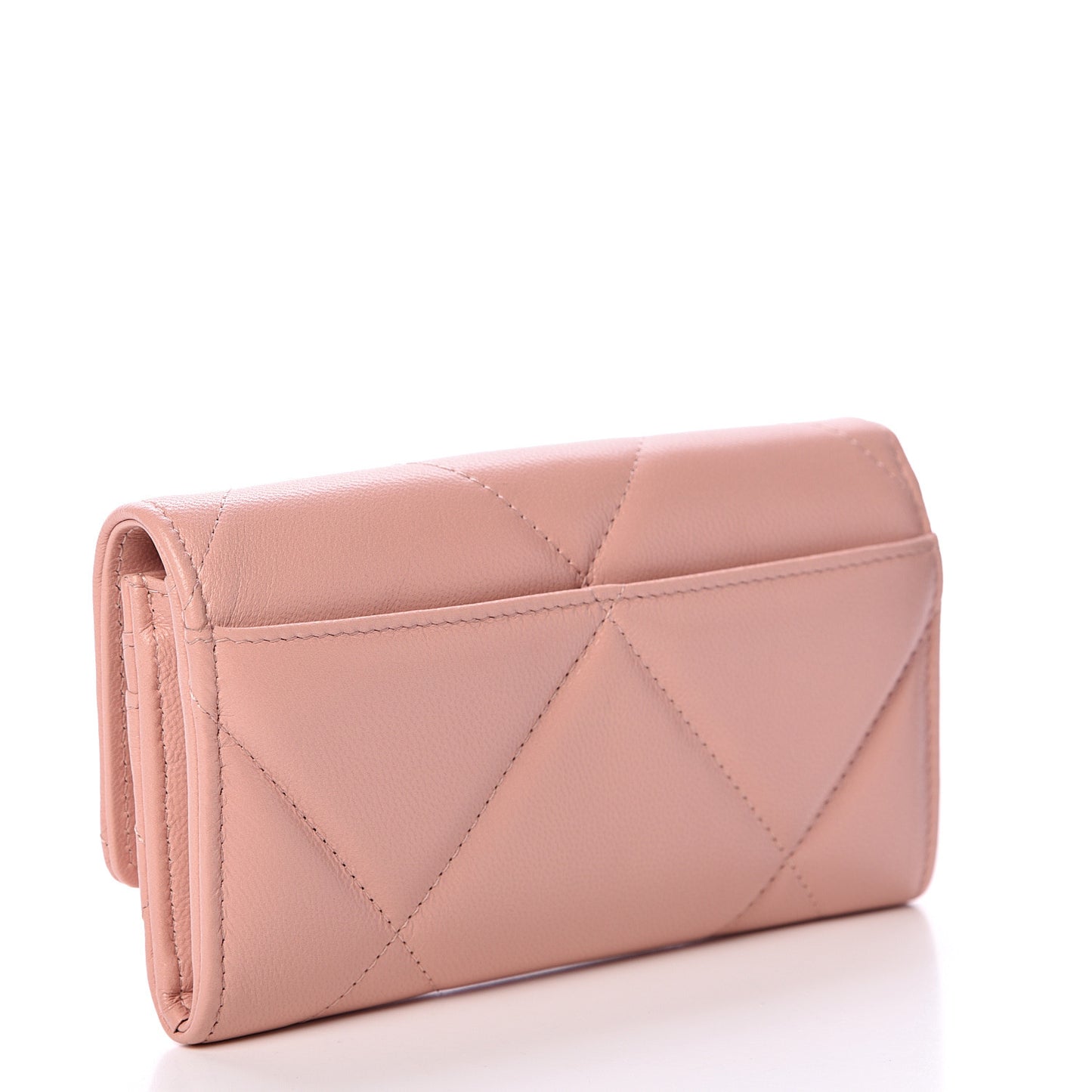 Shiny Goatskin Quilted 19 Flap Wallet Pink