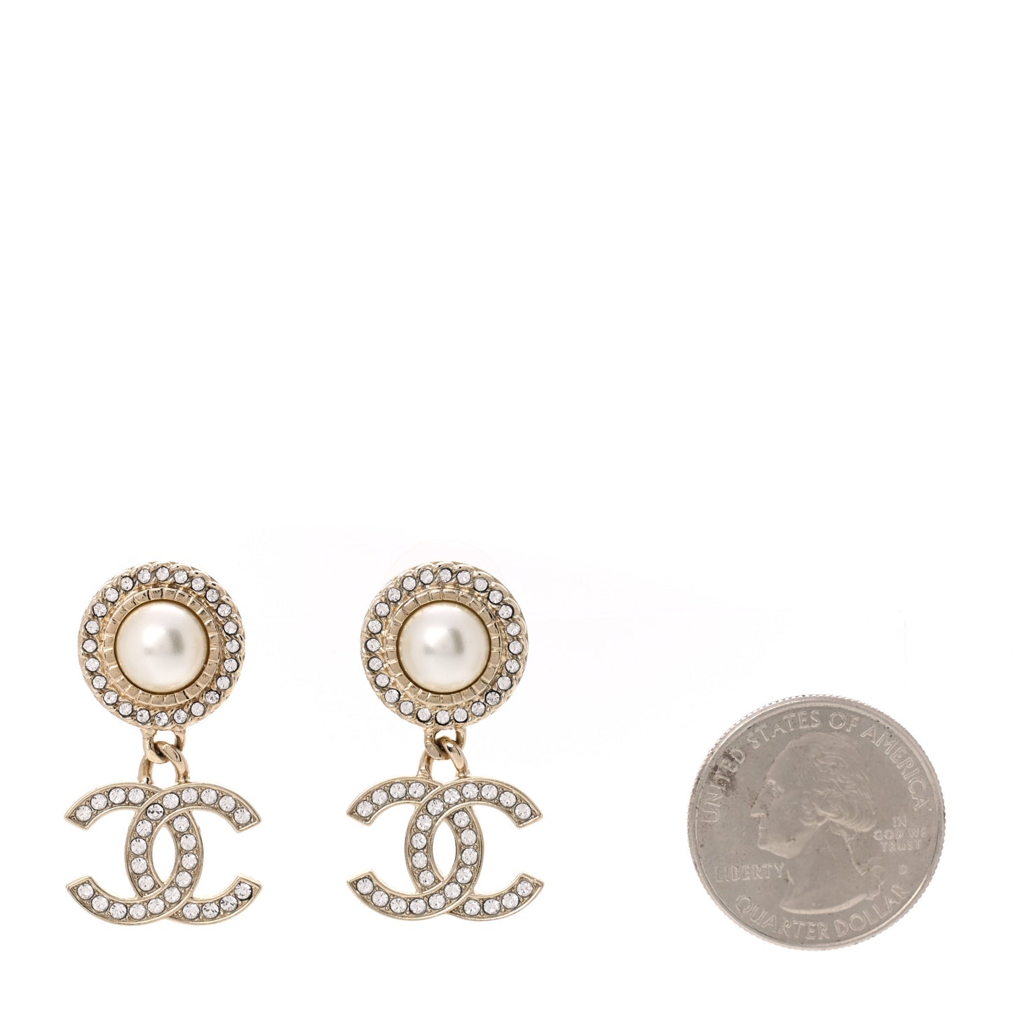 Crystal Pearl Bow-tiful CC Drop Earrings Gold