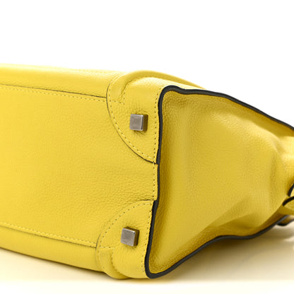 Celine Drummed Calfskin Micro Luggage Citron 9 of 12