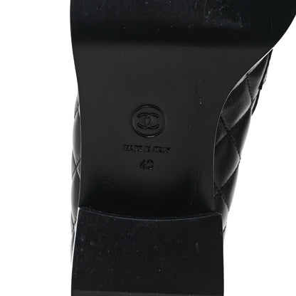 Chanel Lambskin Quilted CC Heart Loafers 40 Black 6 of 7