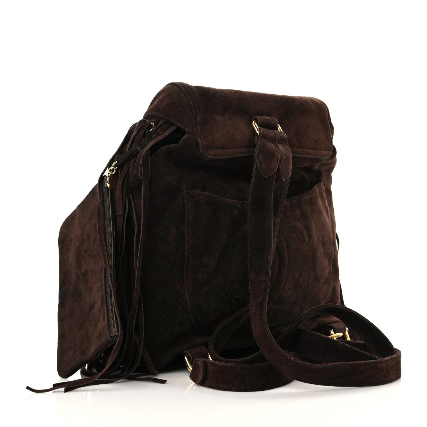Chanel Suede CC Drawstring Backpack Brown 4 of 15