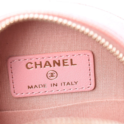 Chanel Iridescent Caviar Resin Quilted Round Clutch With Chain Pink 6 of 10
