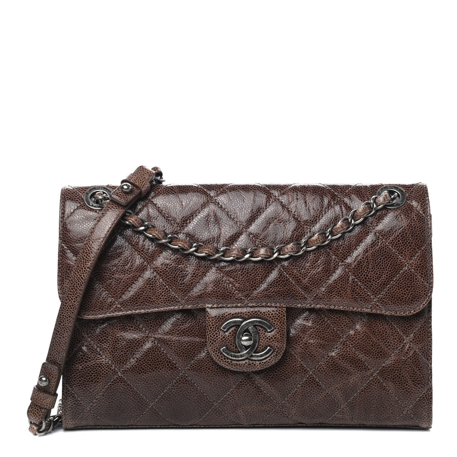 Chanel Crumpled Grained Calfskin Medium CC Crave Flap Brown 1 of 4