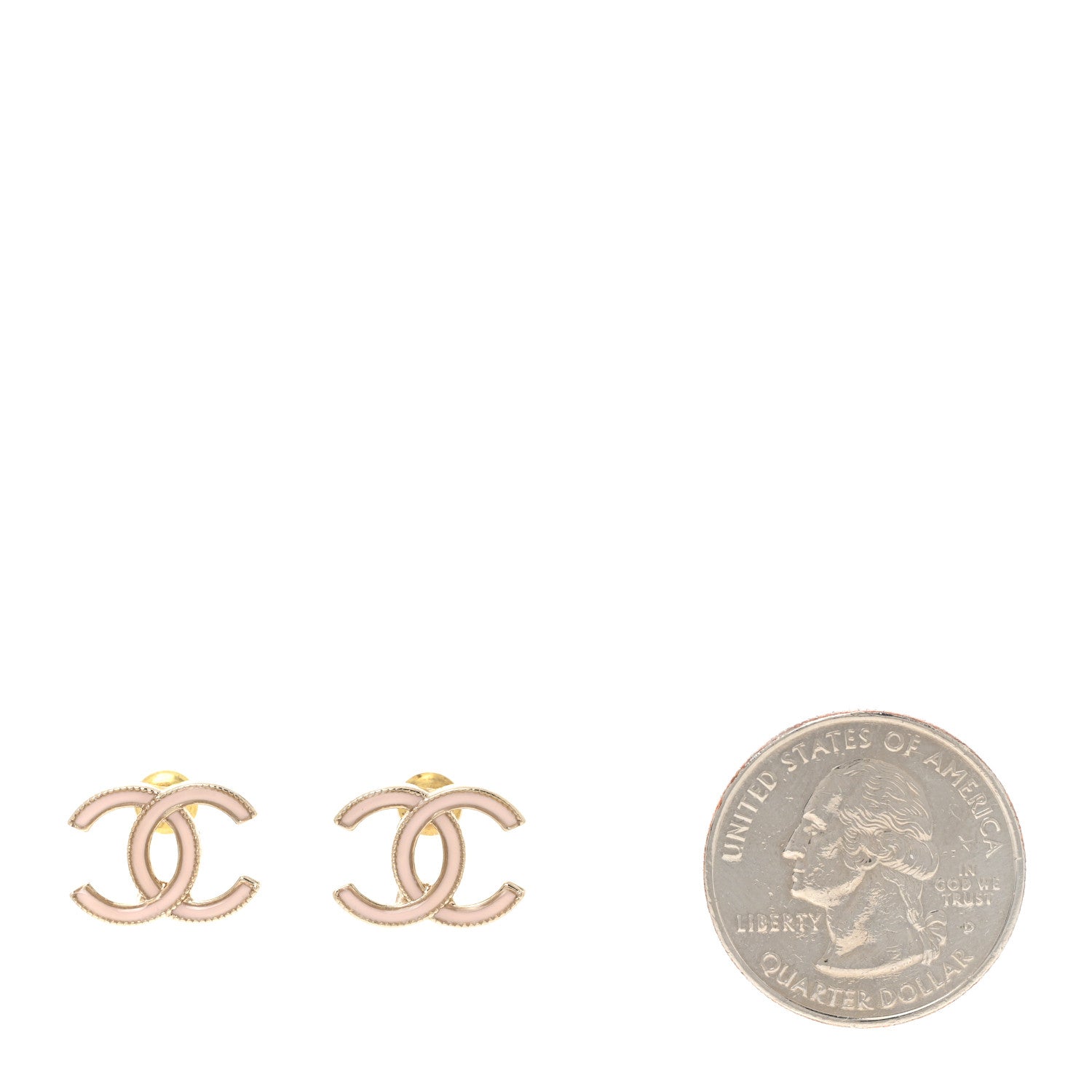 Chanel Enamel CC Earrings Pearly Pink Gold 2 of 4
