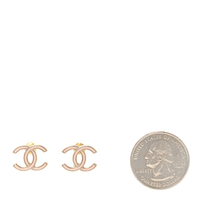 Chanel Enamel CC Earrings Pearly Pink Gold 2 of 4