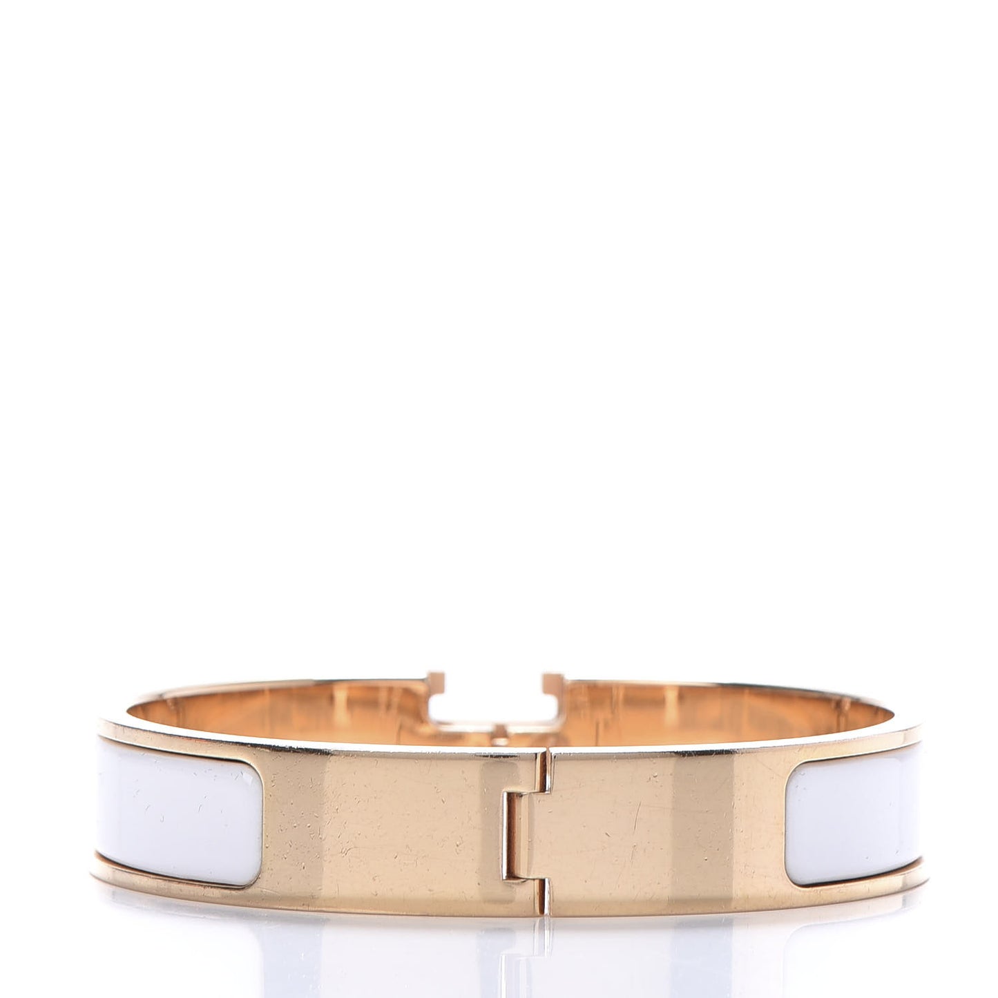 Enamel Narrow Clic Clac H Bracelet PM White