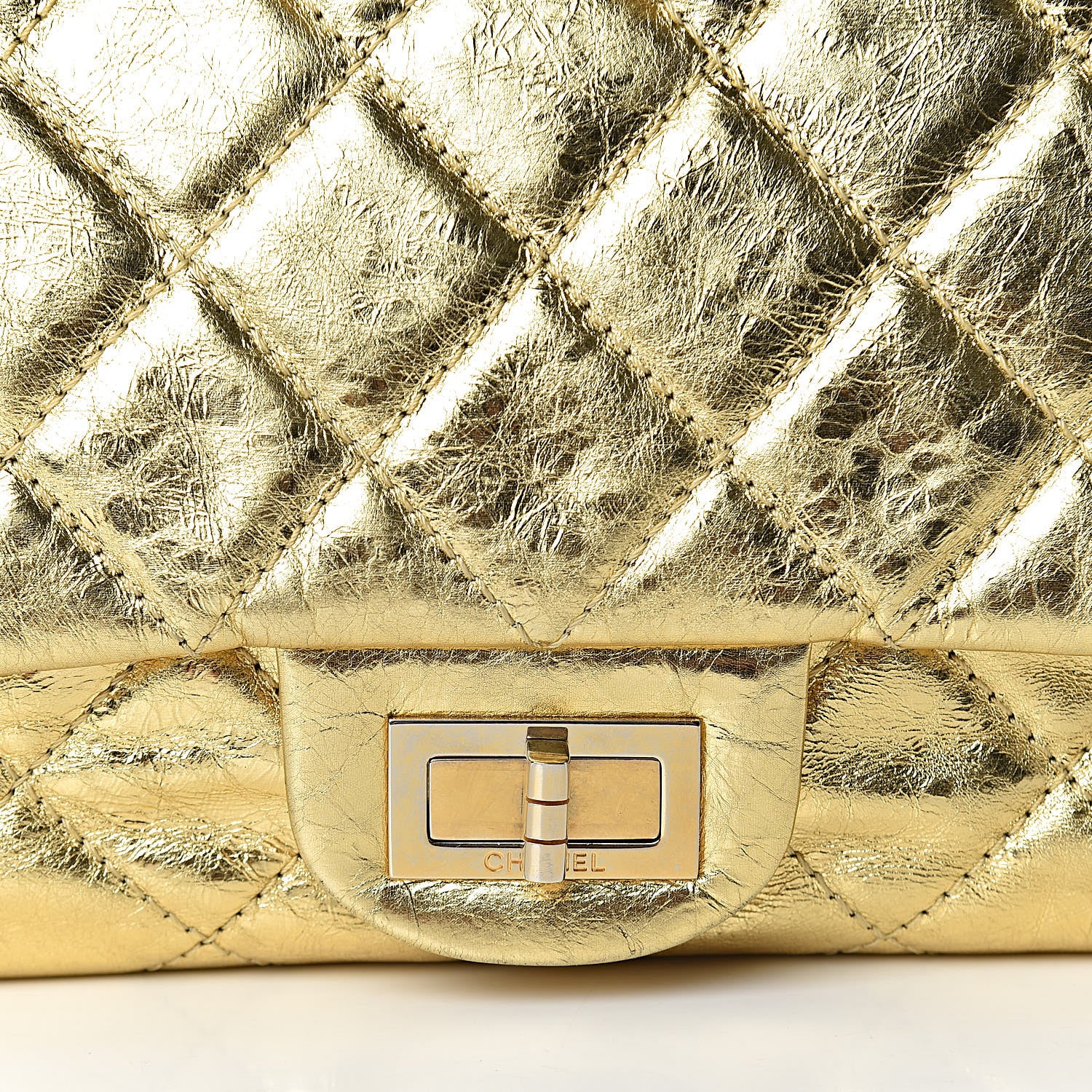 Chanel Metallic Aged Calfskin Quilted 2.55 Reissue 228 Flap Gold 12 of 16