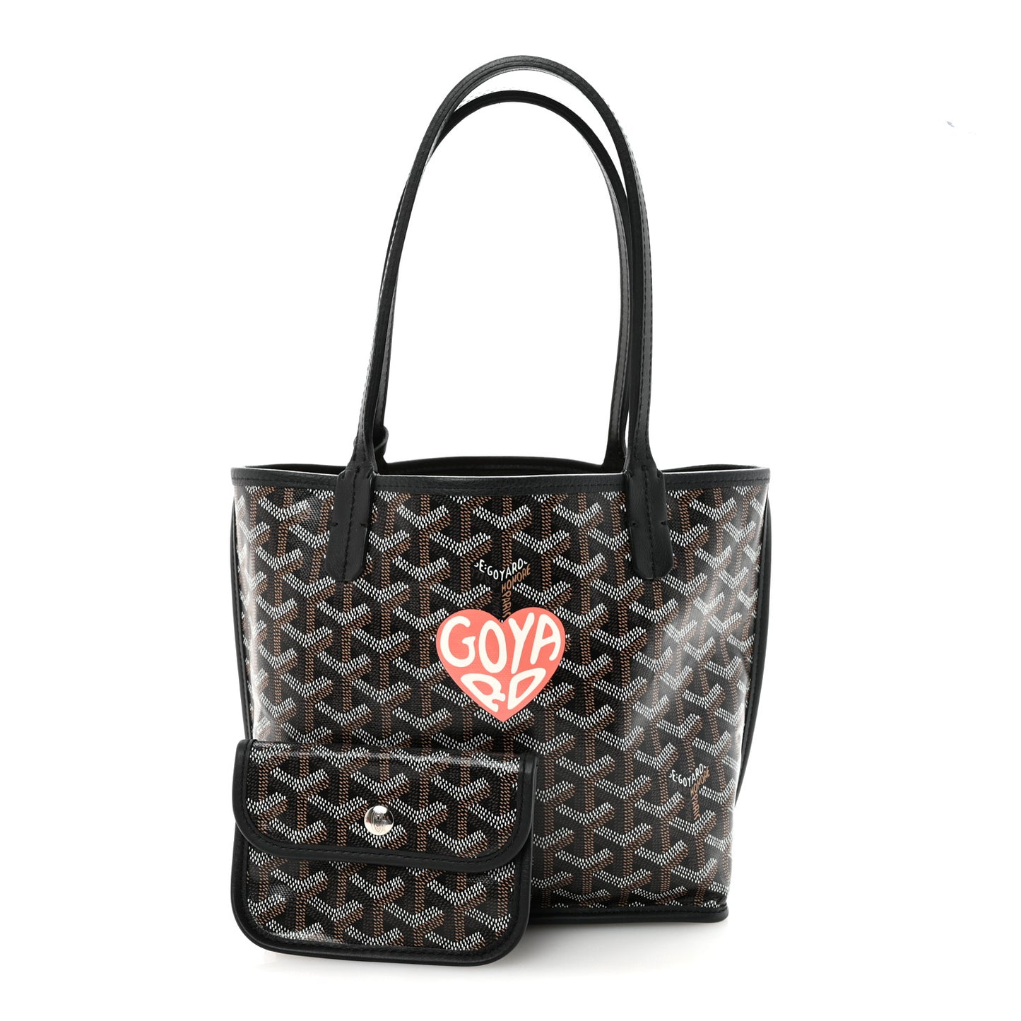 Goyardine Coeur Reversible Mini Anjou Black