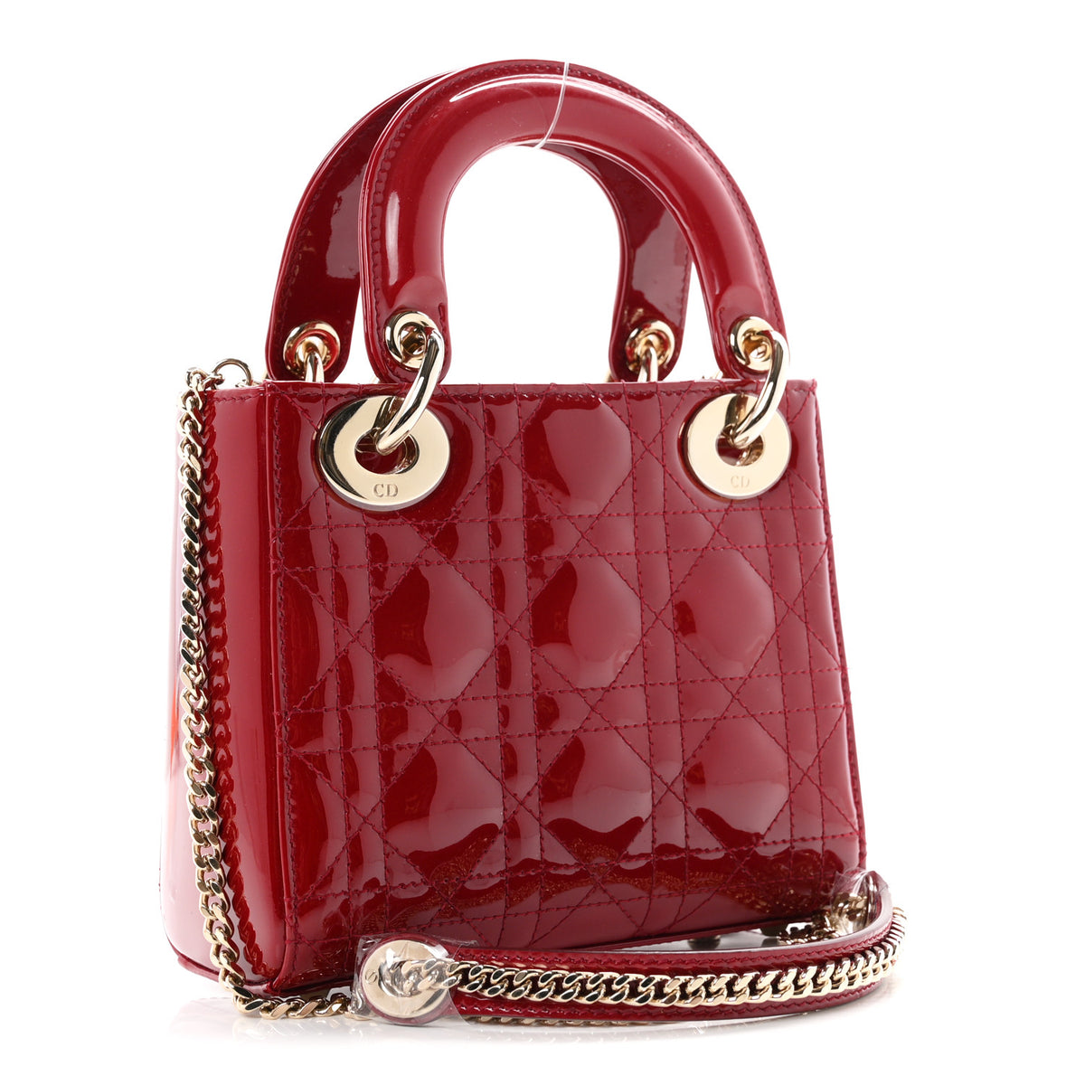 Christian Dior Patent Cannage Mini Lady Dior Red 3 of 11