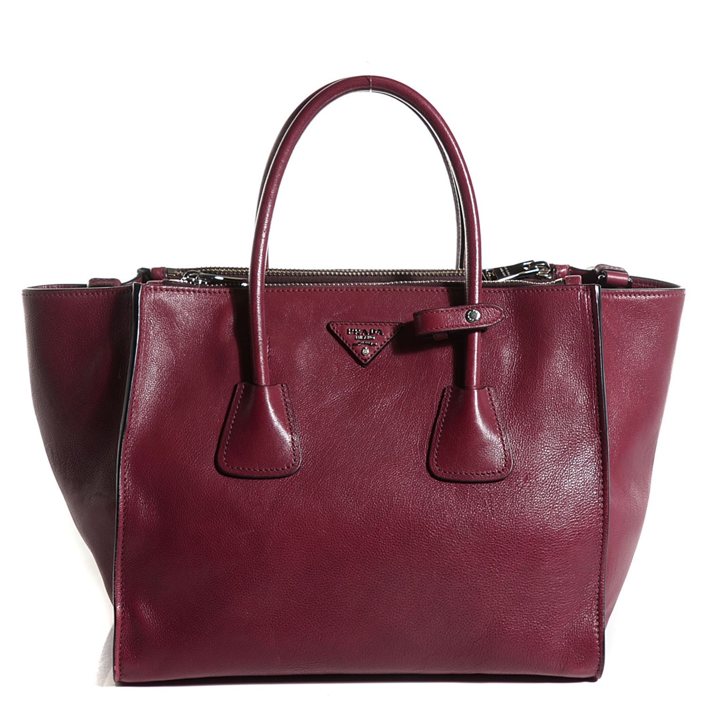 Glace Calf Twin Pocket Tote Fuxia