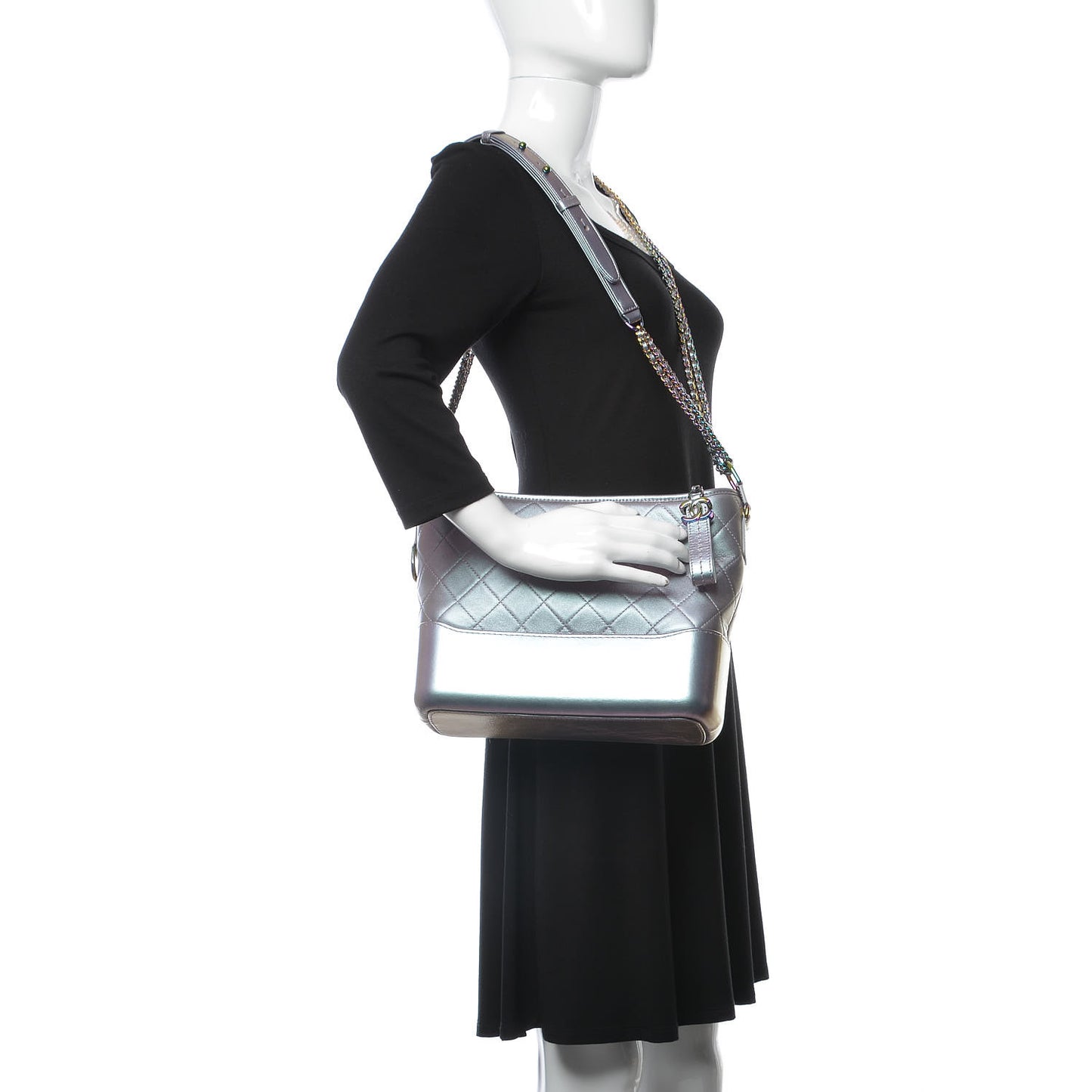 Iridescent Lambskin Calfskin Quilted Medium Gabrielle Hobo Light Purple