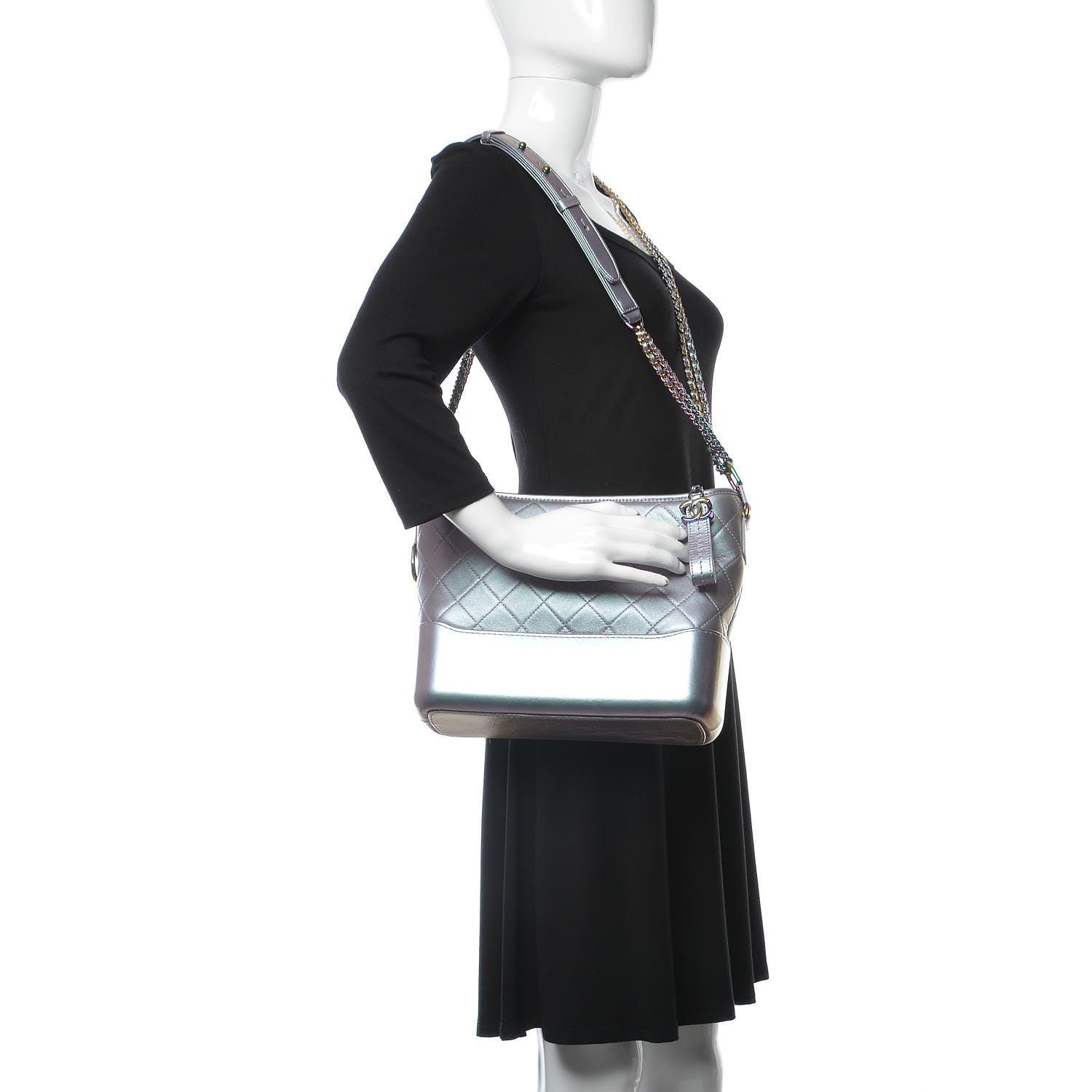Chanel Iridescent Lambskin Calfskin Quilted Medium Gabrielle Hobo Light Purple 2 of 9
