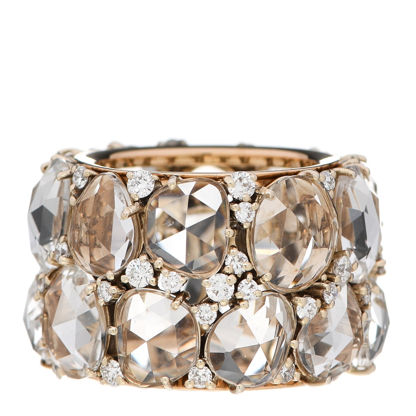 18K Rose Gold Diamond White Topaz Lulu Ring 49 5