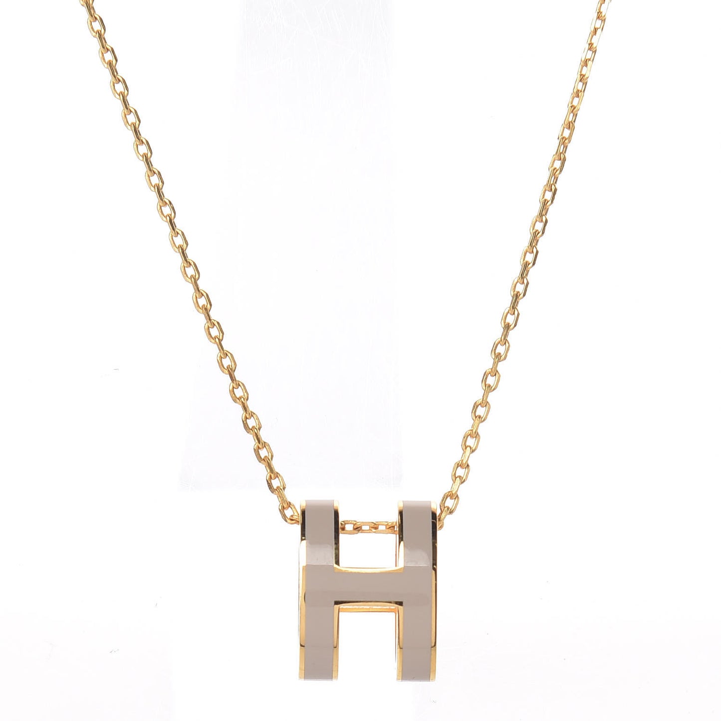 Lacquered Gold Pop H Pendant Necklace Marron Glace