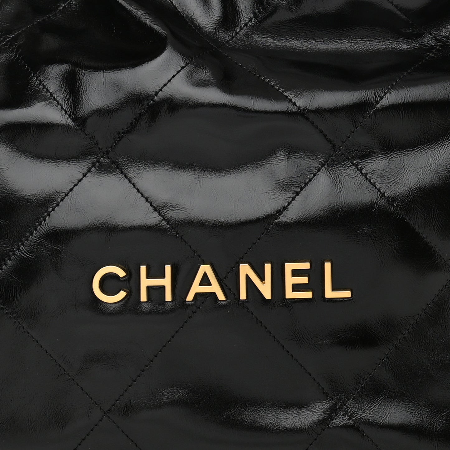 Shiny Calfskin Quilted Small Chanel 22 Black