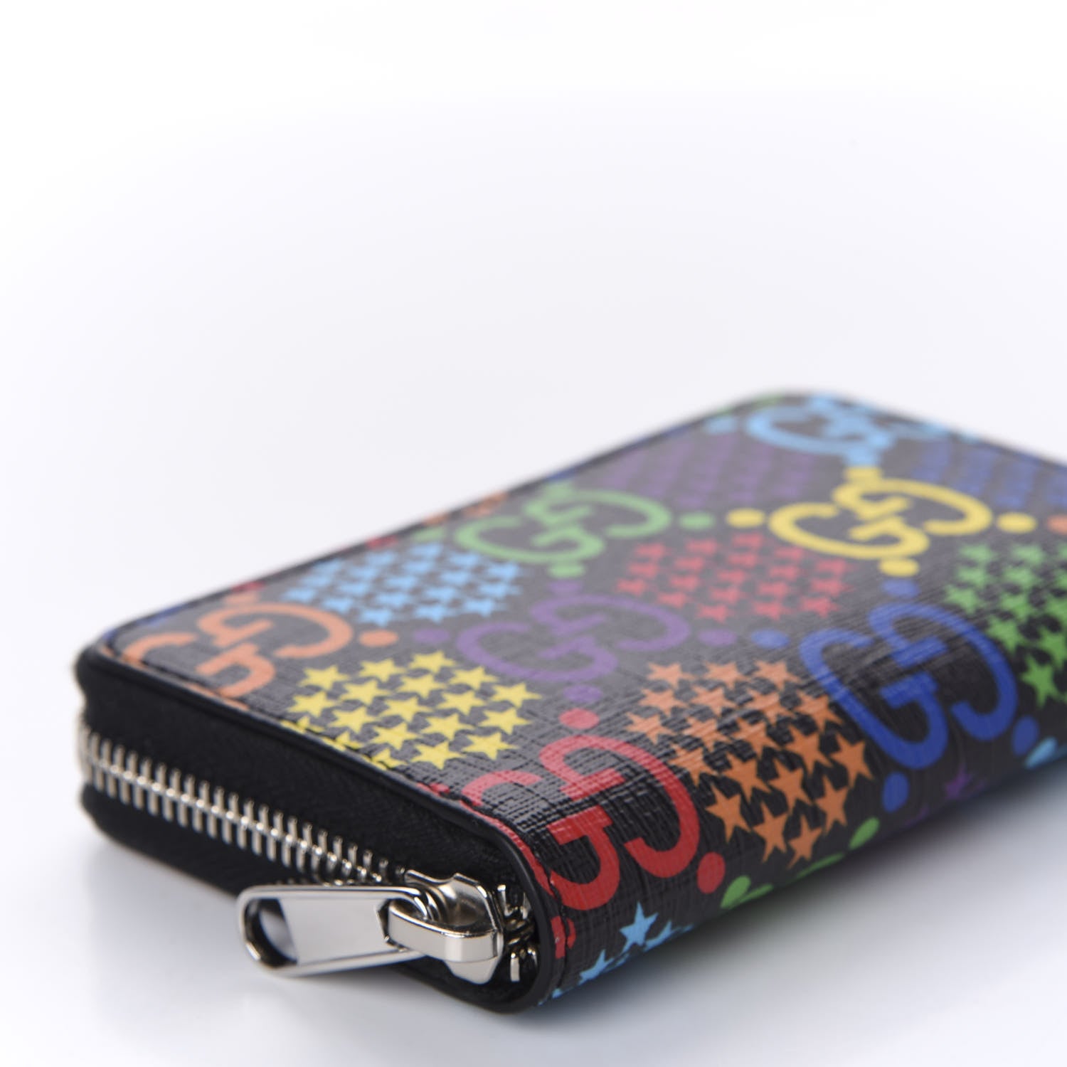 Gucci GG Supreme Monogram Psychedelic Zip Around Card Case Wallet Black 6 of 9