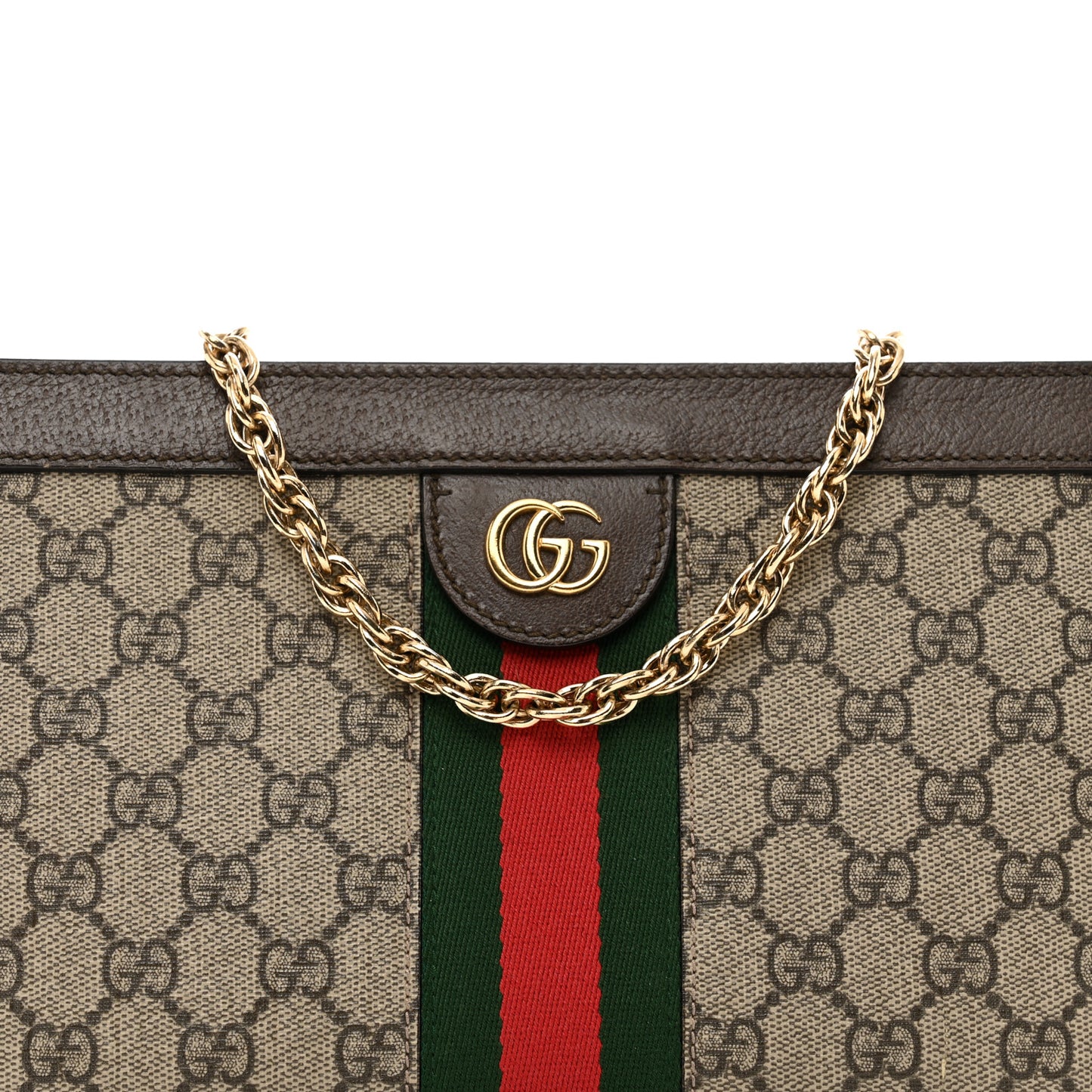 GG Supreme Monogram Web Small Ophidia Chain Shoulder Bag Brown