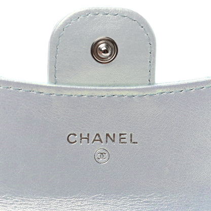 Chanel Iridescent Calfskin Quilted Flap Card Holder Light Blue 6 of 9
