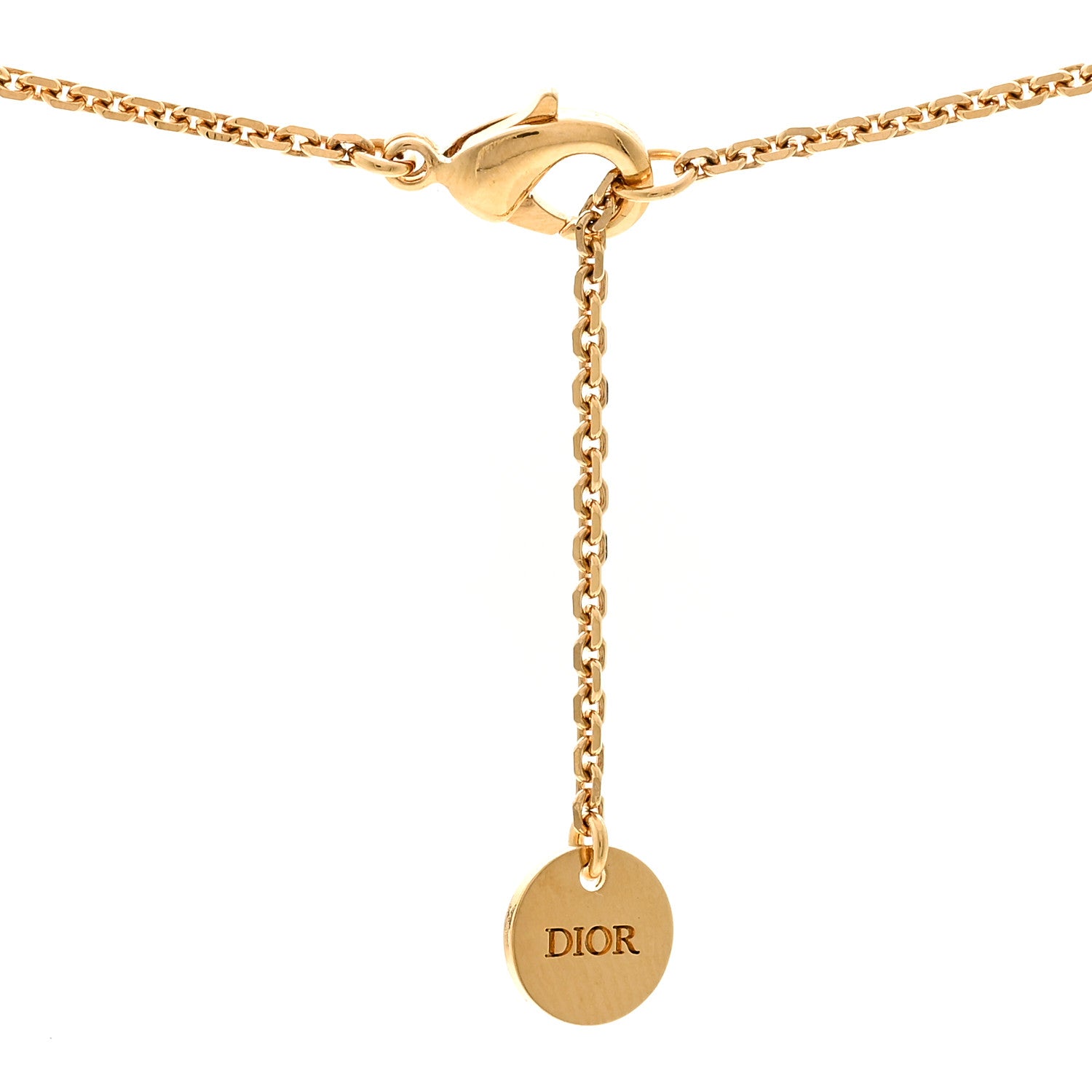 Christian Dior Metal Crystal Pearl Clair D Lune Necklace Gold