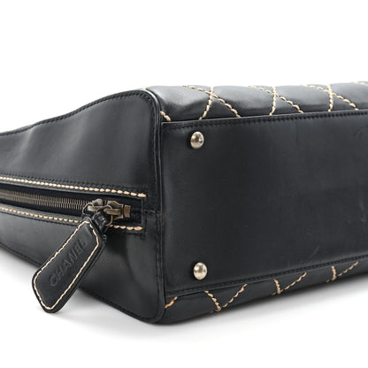 Chanel Calfskin Wild Stitch Vertical Top Handle Bag Black 10 of 11