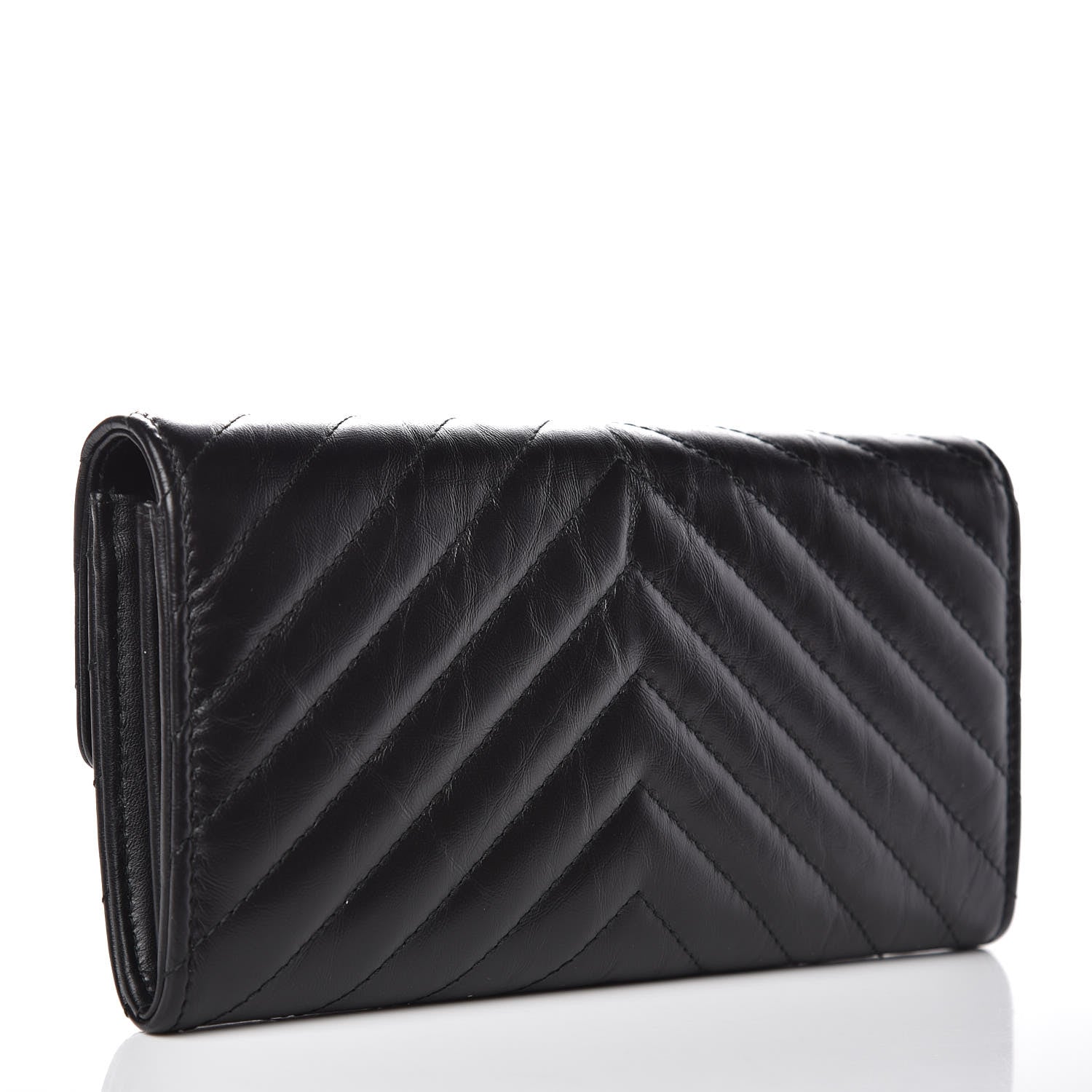Chanel Aged Calfskin Chevron Quilted 2.55 Reissue Flap Wallet So Black 3 of 9