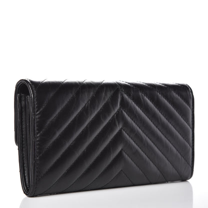 Chanel Aged Calfskin Chevron Quilted 2.55 Reissue Flap Wallet So Black 3 of 9