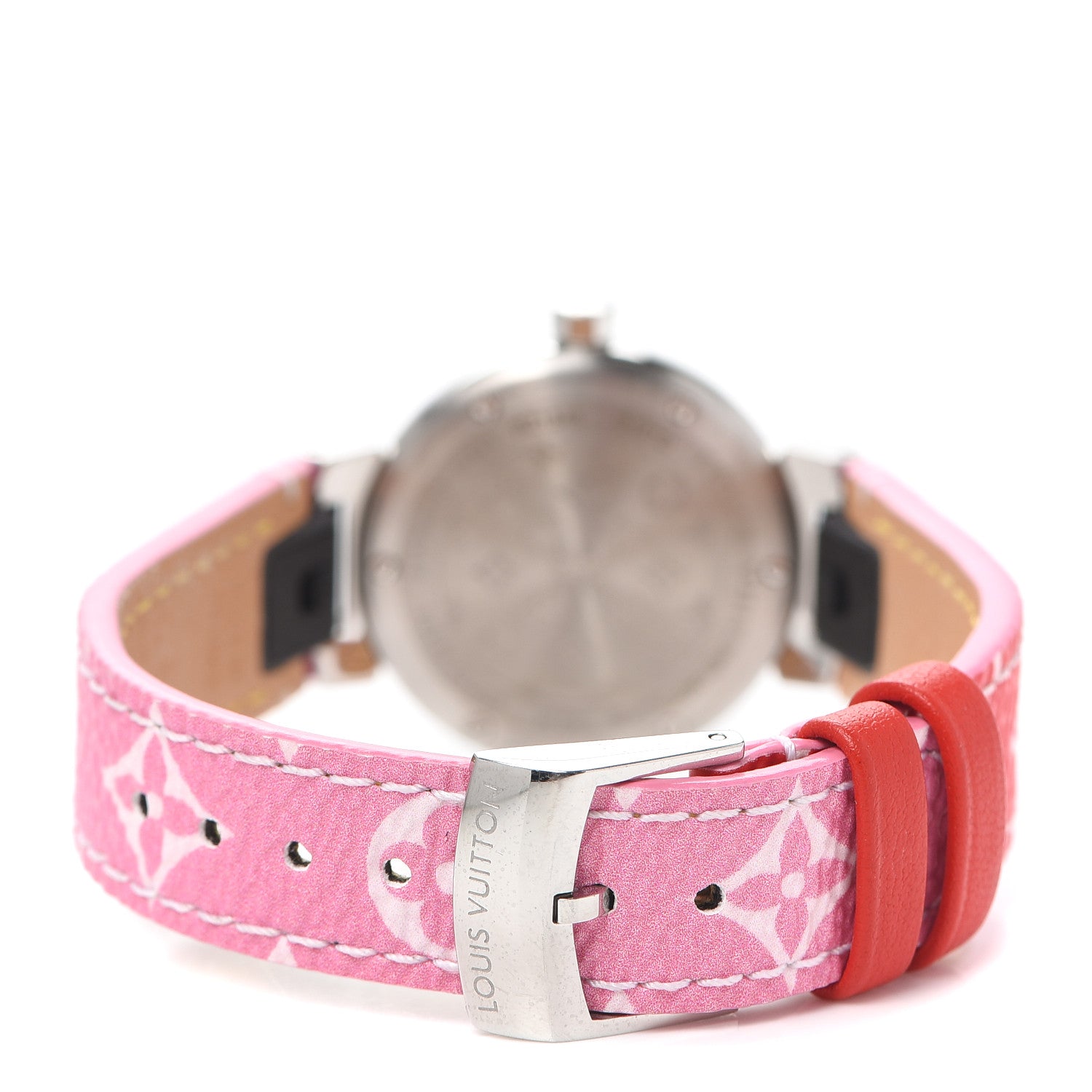 Louis Vuitton Stainless Steel Monogram Diamond 28mm Tambour Quartz Watch Purple 3 of 4