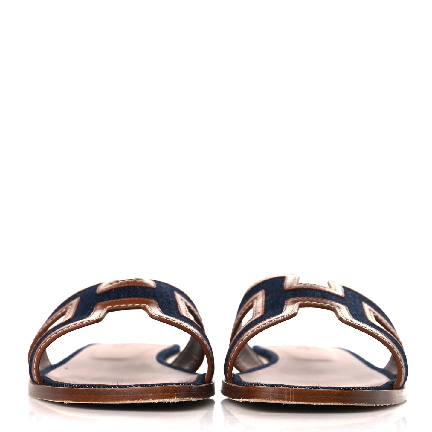 Calfskin Denim Oran Sandals 39 Bleu Brut Gold