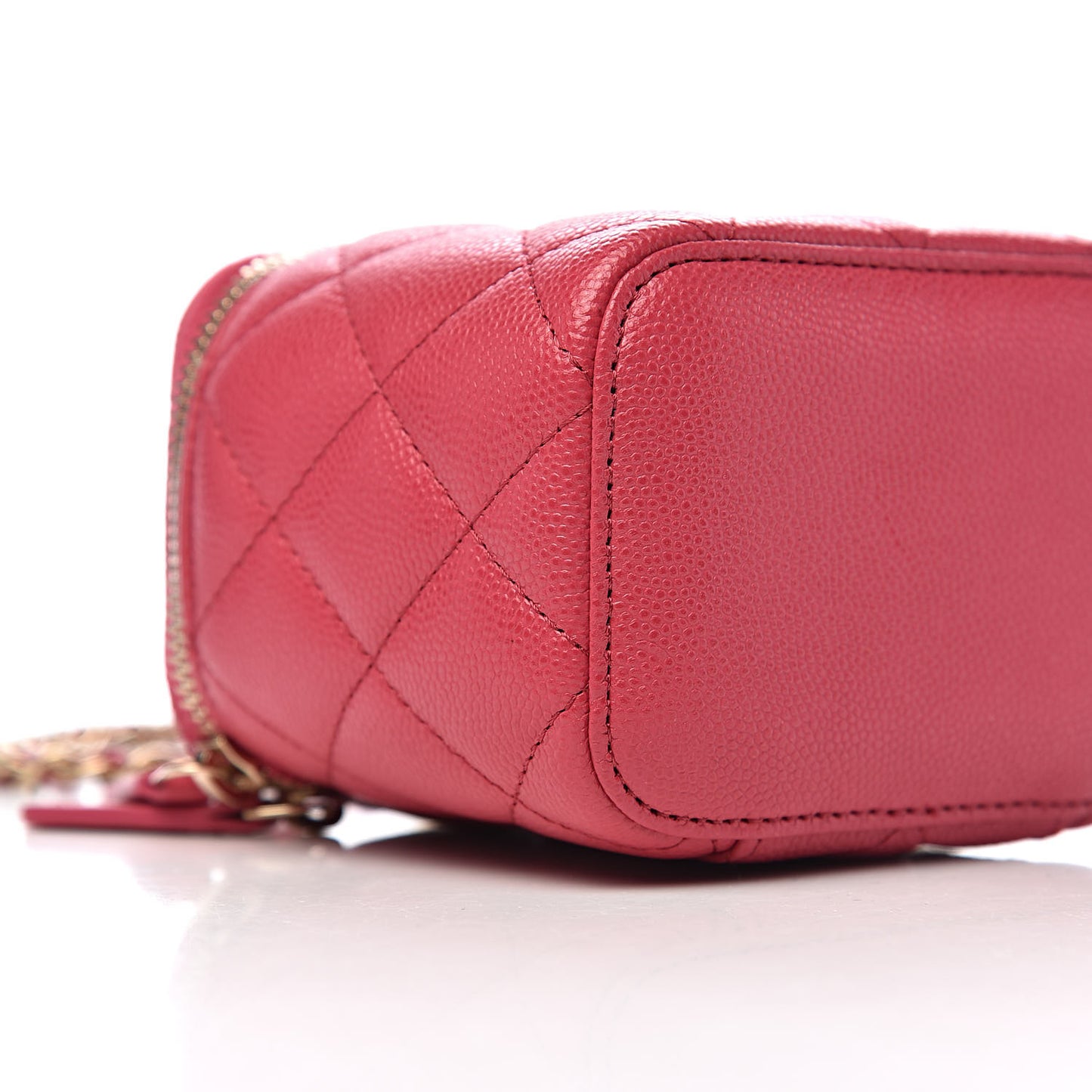 Caviar Quilted Mini Vanity Case With Chain Dark Pink