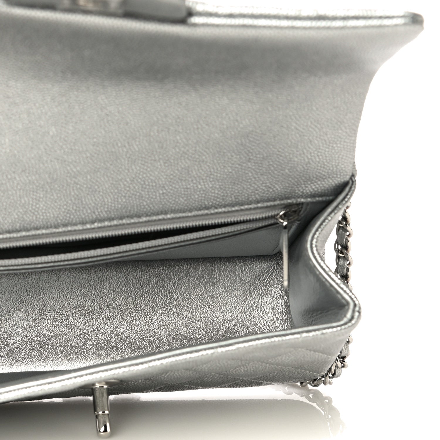 Chanel Metallic Caviar Quilted Mini Top Handle Rectangular Flap Silver 4 of 10