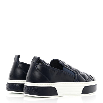Chanel Lambskin Quilted Womens CC Stroll Sneakers 36 Dark Blue Black 4 of 13