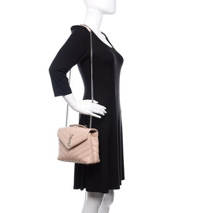 Saint Laurent Calfskin Y Quilted Monogram Small Loulou Chain Satchel Porcellana 3 of 12