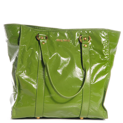 Miu Miu Vernice Shopping Tote Green 1 of 8