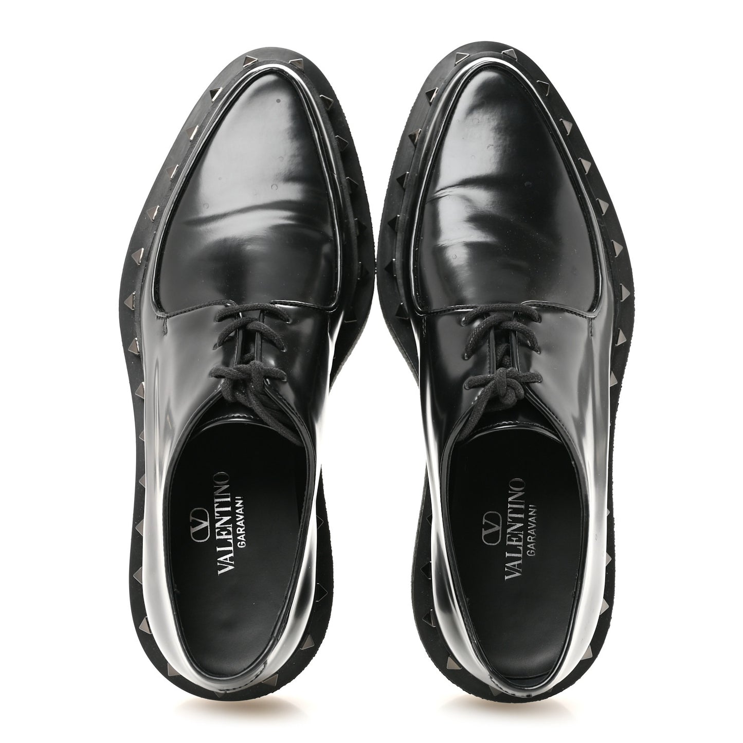 Calfskin Rockstud Womens M-Way Derby Loafers 39.5 Black