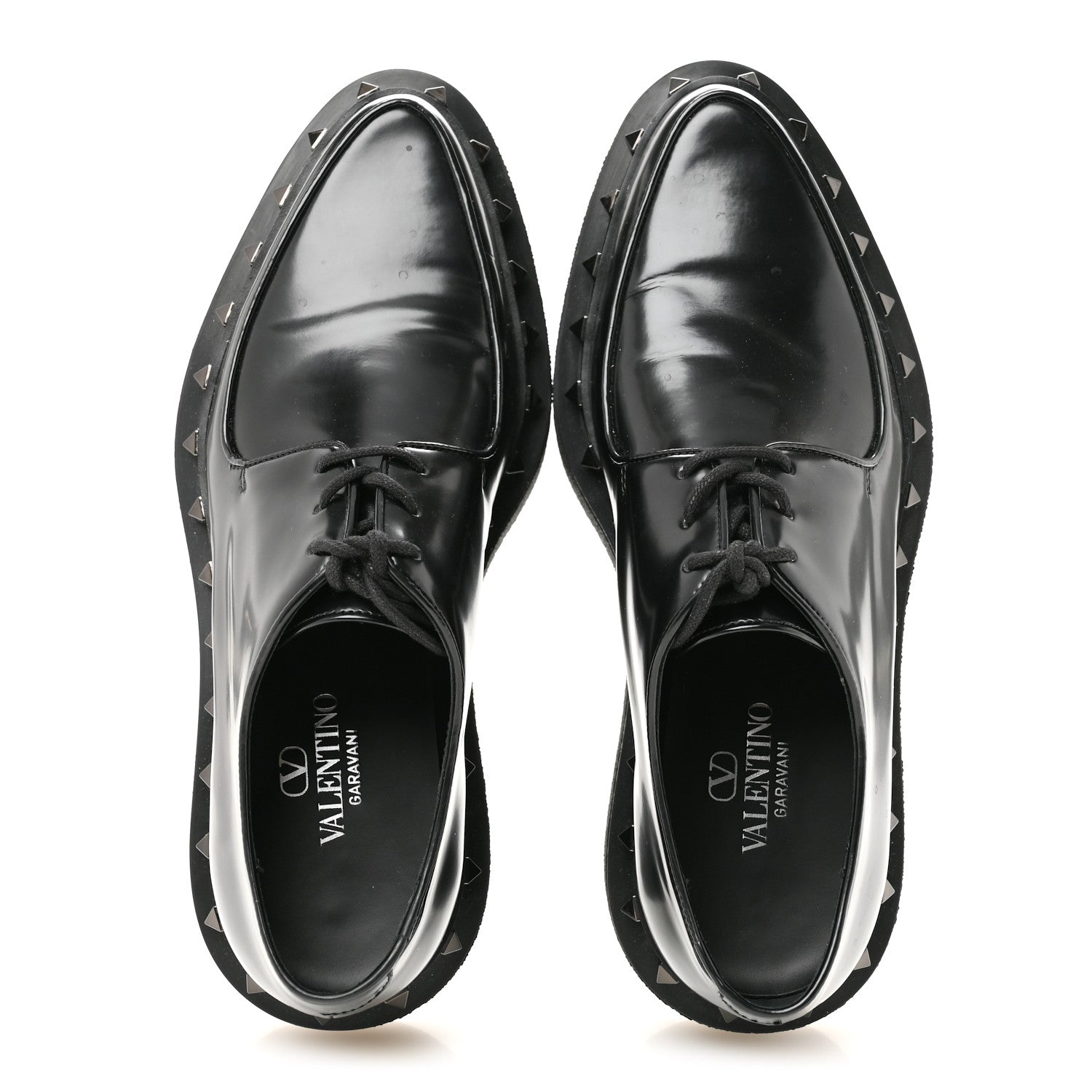 Valentino Garavani Calfskin Rockstud Womens M-Way Derby Loafers 39.5 Black 2 of 10