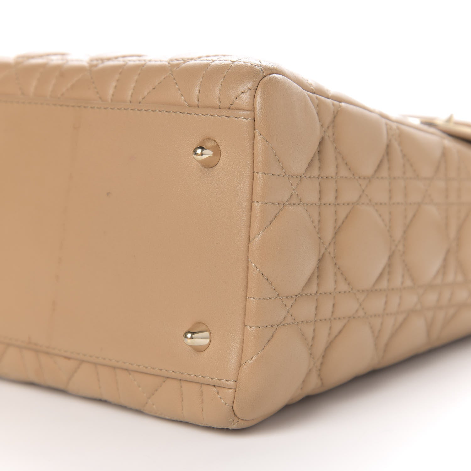 Christian Dior Lambskin Cannage Medium Lady Dior Beige 16 of 18
