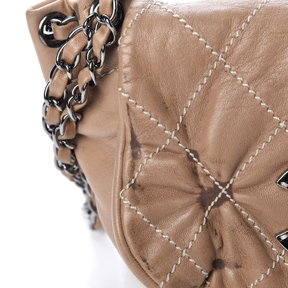 Chanel Lambskin Contrast Stitch Small Surpique Accordion Flap Beige 14 of 17