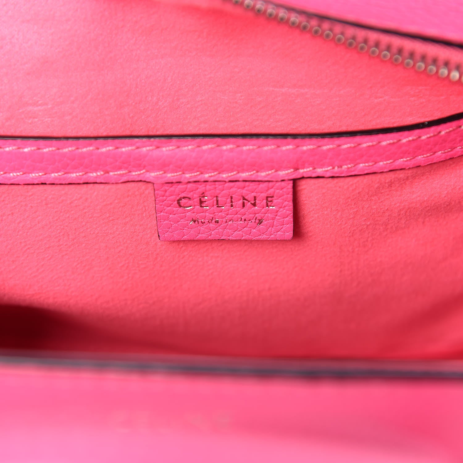 Celine Drummed Calfskin Nano Luggage Fluo Pink 6 of 12