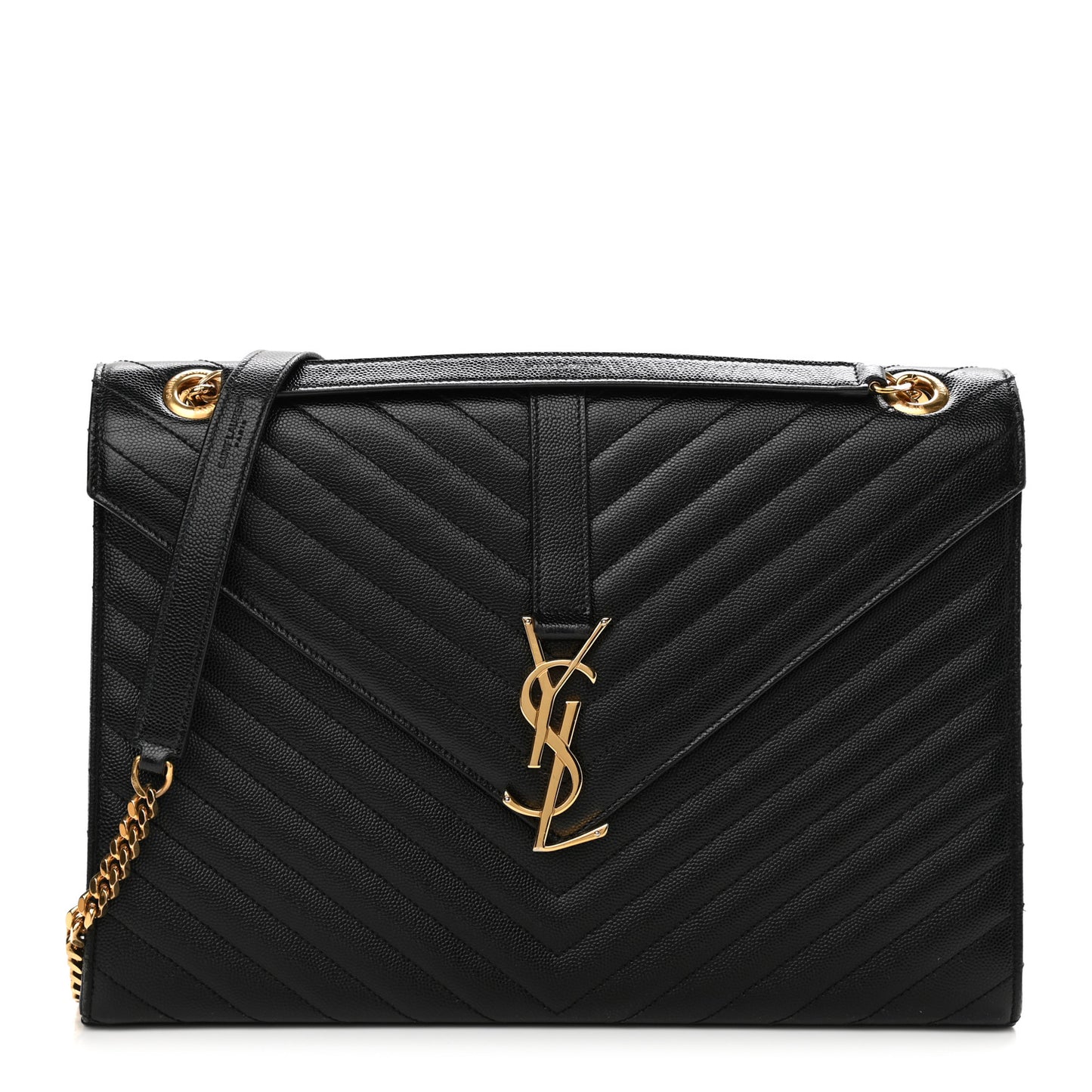 Grain De Poudre Matelasse Chevron Large Monogram Satchel Black
