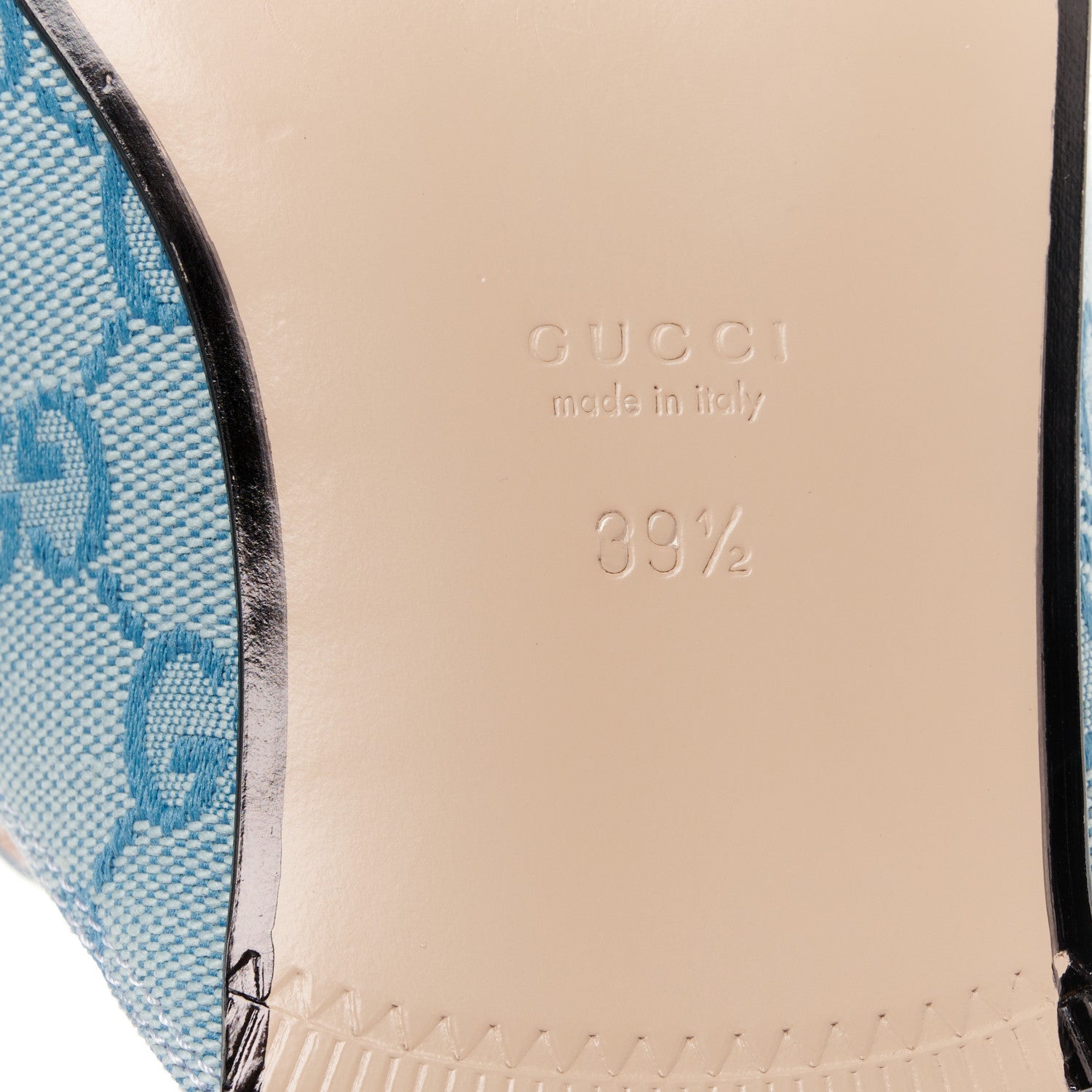 Gucci Canvas GG Monogram Nappa Womens Princetown Slippers 39.5 Porcelain Light Blue Dark Porcelain Light Blue 6 of 8