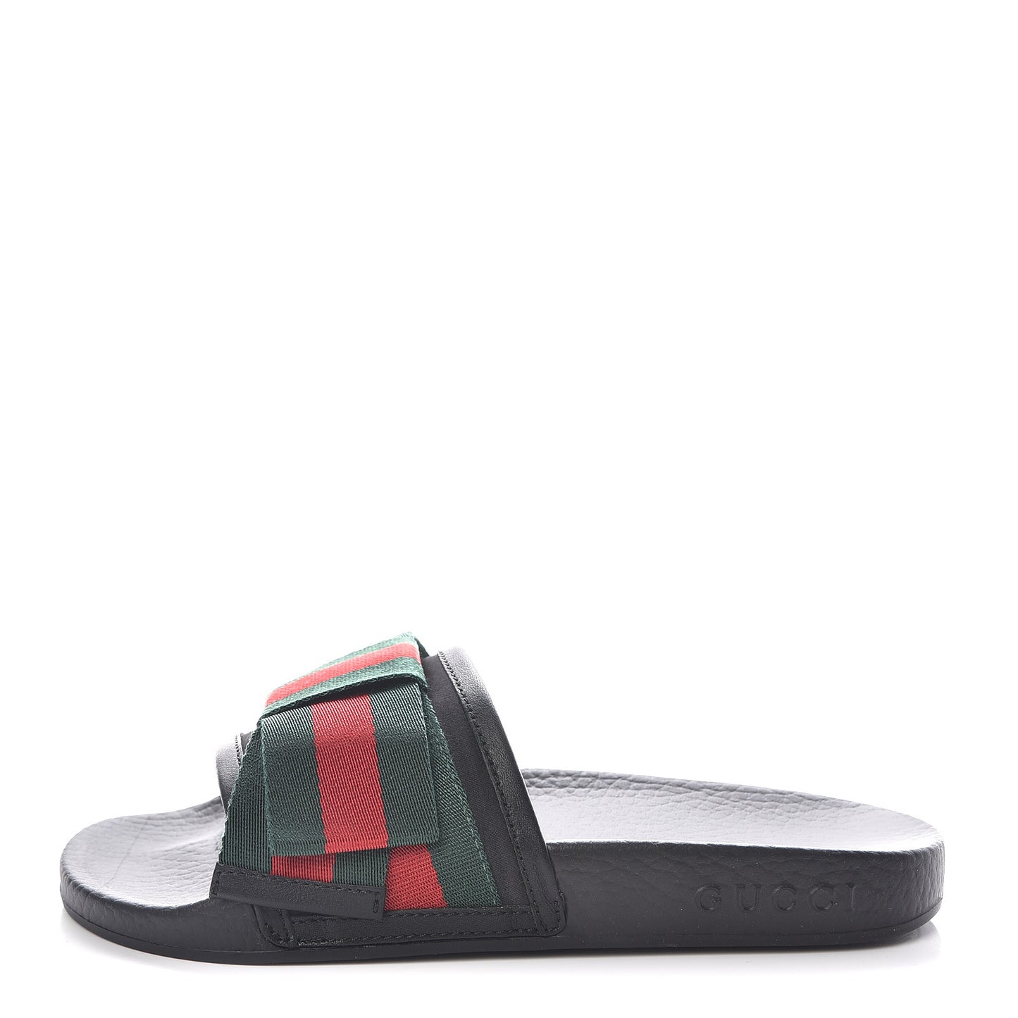 Satin Web Bow Slide Sandals 35 Black