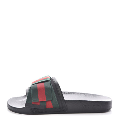 Gucci Satin Web Bow Slide Sandals 35 Black 1 of 9